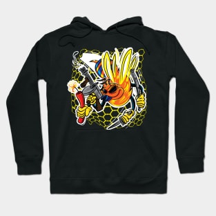 Killer Bee with Machine Gun Cartoon Hoodie